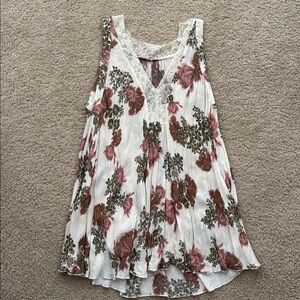Free People Cream Lace Shift Dress with Pink & Olive Floral